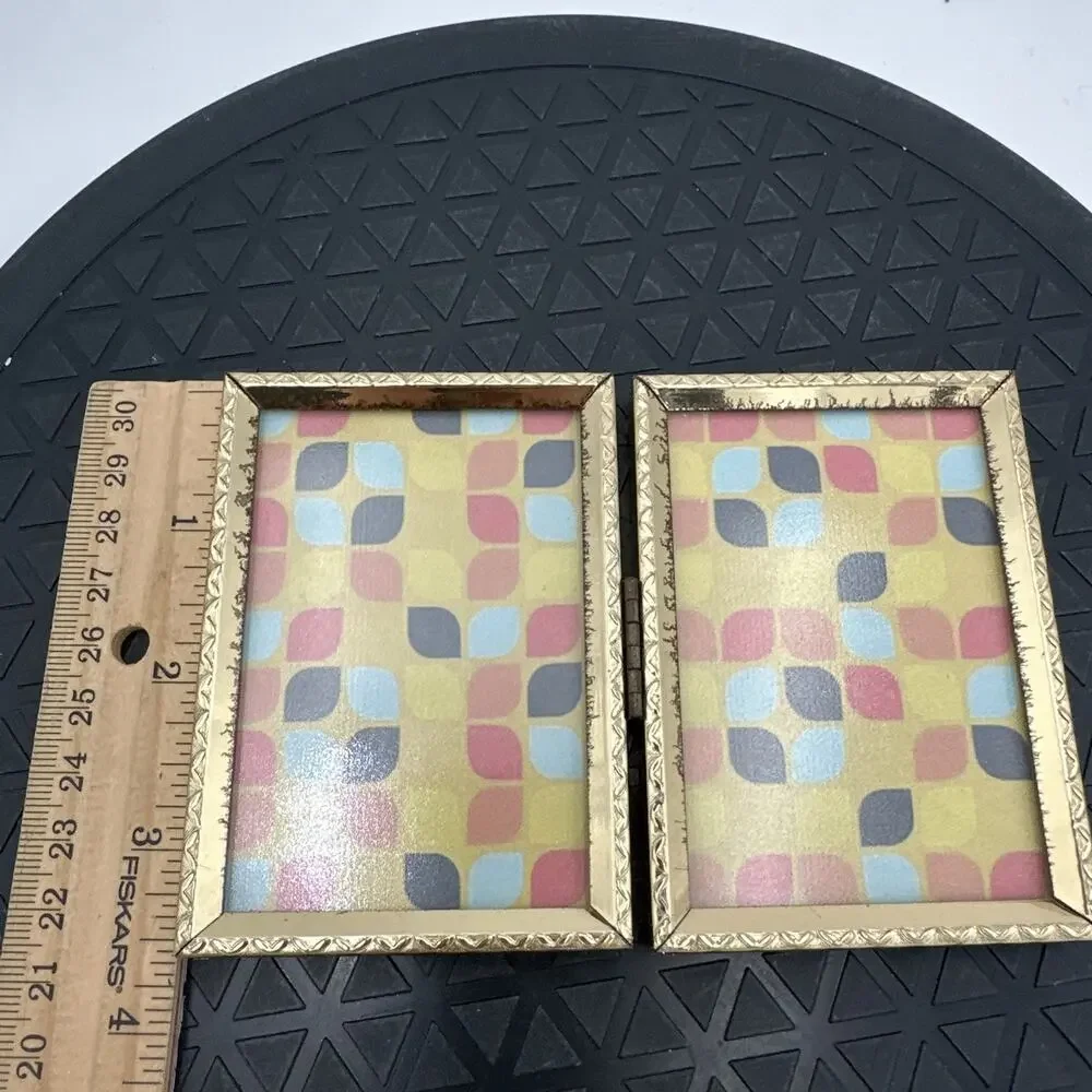 Vintage Bi-Fold Mini Brass Picture Frame For 2.5.x3 .5 in